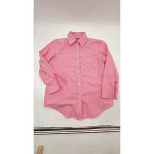Lauren Ralph Lauren Petite Pink White Striped Non-Iron Button Down Shirt PS